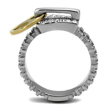 Load image into Gallery viewer, TK2520 - Two-Tone IP Gold (Ion Plating) Stainless Steel Ring with Top Grade Crystal  in Clear