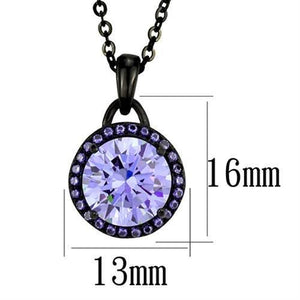 TK2525 - IP Black(Ion Plating) Stainless Steel Chain Pendant with AAA Grade CZ  in Light Amethyst