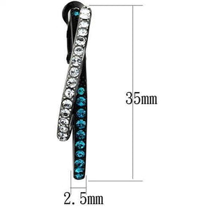 TK2533 - Two-Tone IP Black (Ion Plating) Stainless Steel Earrings with Top Grade Crystal  in Blue Zircon