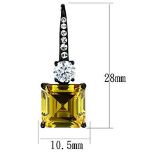 Load image into Gallery viewer, TK2539 - IP Black(Ion Plating) Stainless Steel Earrings with AAA Grade CZ  in Topaz