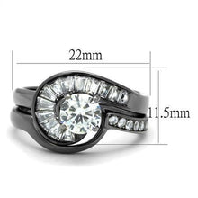 Load image into Gallery viewer, TK2546 - IP Light Black  (IP Gun) Stainless Steel Ring with AAA Grade CZ  in Clear