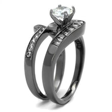 Load image into Gallery viewer, TK2546 - IP Light Black  (IP Gun) Stainless Steel Ring with AAA Grade CZ  in Clear