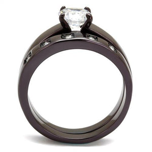 TK2547 - IP Dark Brown (IP coffee) Stainless Steel Ring with AAA Grade CZ  in Clear