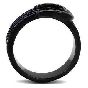 TK2549 - IP Black(Ion Plating) Stainless Steel Ring with Top Grade Crystal  in Multi Color