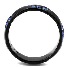 Load image into Gallery viewer, TK2550 - IP Black(Ion Plating) Stainless Steel Ring with Top Grade Crystal  in Sapphire