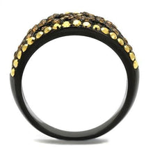 Load image into Gallery viewer, TK2552 - IP Black(Ion Plating) Stainless Steel Ring with Top Grade Crystal  in Multi Color