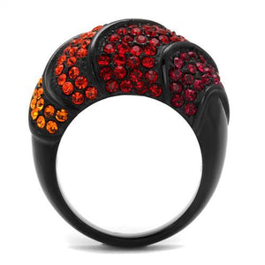 TK2553 - IP Black(Ion Plating) Stainless Steel Ring with Top Grade Crystal  in Multi Color