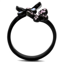 Load image into Gallery viewer, TK2554 - IP Black(Ion Plating) Stainless Steel Ring with Top Grade Crystal  in Light Amethyst