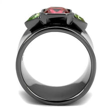 Load image into Gallery viewer, TK2556 - IP Light Black  (IP Gun) Stainless Steel Ring with Synthetic Synthetic Glass in Multi Color