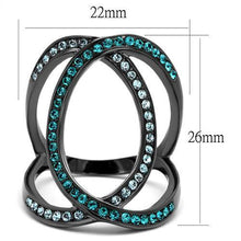 Load image into Gallery viewer, TK2557 - IP Light Black  (IP Gun) Stainless Steel Ring with Top Grade Crystal  in Multi Color