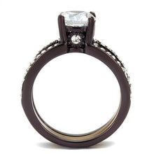 Load image into Gallery viewer, TK2560 - IP Dark Brown (IP coffee) &amp; IP light Coffee Stainless Steel Ring with AAA Grade CZ  in Clear