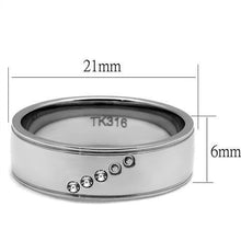 Load image into Gallery viewer, TK2564 - High polished (no plating) Stainless Steel Ring with Top Grade Crystal  in Clear