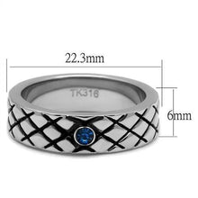 Load image into Gallery viewer, TK2565 - High polished (no plating) Stainless Steel Ring with Top Grade Crystal  in Sea Blue