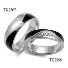 Load image into Gallery viewer, TK2567 - Two-Tone IP Black (Ion Plating) Stainless Steel Ring with No Stone