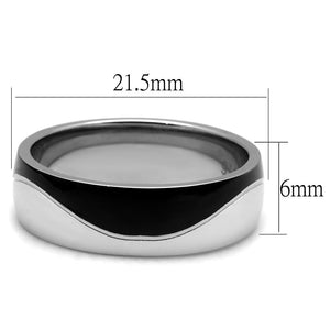 TK2567 - Two-Tone IP Black (Ion Plating) Stainless Steel Ring with No Stone