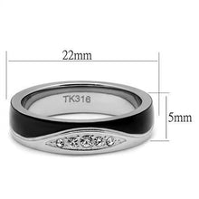 Load image into Gallery viewer, TK2568 - Two-Tone IP Black (Ion Plating) Stainless Steel Ring with Top Grade Crystal  in Clear