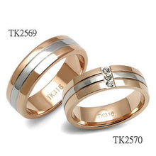 Load image into Gallery viewer, TK2569 - Two-Tone IP Rose Gold Stainless Steel Ring with No Stone