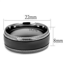 Load image into Gallery viewer, TK2580 - Two Tone IP Light Black (IP Gun) Stainless Steel Ring with No Stone