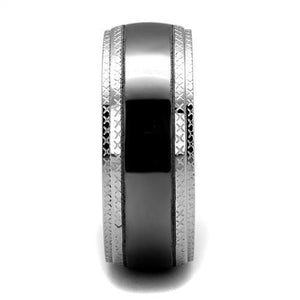 TK2580 - Two Tone IP Light Black (IP Gun) Stainless Steel Ring with No Stone