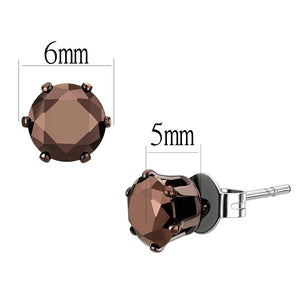 TK2587 - Two Tone IP Light Brown (IP Light coffee) Stainless Steel Earrings with AAA Grade CZ  in Light Coffee