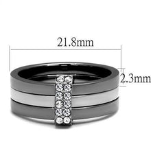 Load image into Gallery viewer, TK2599 - Two Tone IP Light Black (IP Gun) Stainless Steel Ring with Top Grade Crystal  in Clear