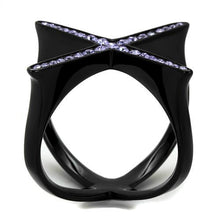 Load image into Gallery viewer, TK2603 - IP Black(Ion Plating) Stainless Steel Ring with Top Grade Crystal  in Amethyst