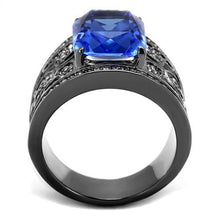 Load image into Gallery viewer, TK2607 - IP Light Black  (IP Gun) Stainless Steel Ring with Top Grade Crystal  in Sapphire