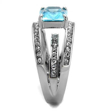 Load image into Gallery viewer, TK2608 - No Plating Stainless Steel Ring with Synthetic Synthetic Glass in Sea Blue