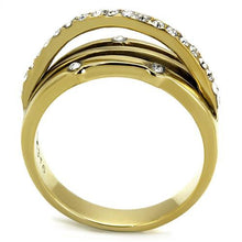 Load image into Gallery viewer, TK2611 - IP Gold(Ion Plating) Stainless Steel Ring with Top Grade Crystal  in Clear