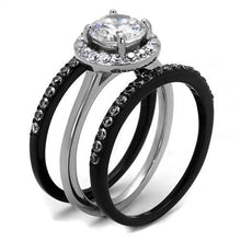 Load image into Gallery viewer, TK2620 - Two-Tone IP Black (Ion Plating) Stainless Steel Ring with AAA Grade CZ  in Clear