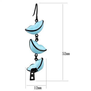 TK2624 - IP Black(Ion Plating) Stainless Steel Earrings with Epoxy  in Sea Blue