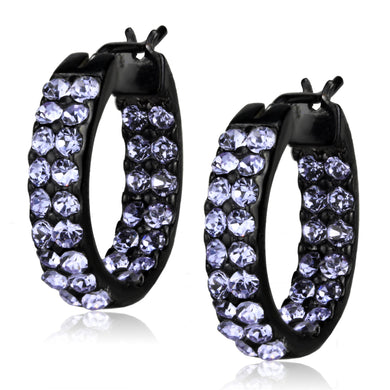 TK2625 - IP Black (Ion Plating) Stainless Steel Earrings with Top Grade Crystal  in Light Amethyst