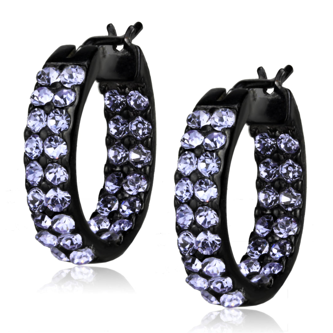 TK2625 - IP Black (Ion Plating) Stainless Steel Earrings with Top Grade Crystal  in Light Amethyst