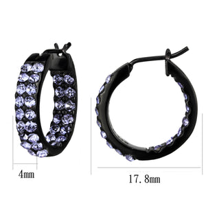 TK2625 - IP Black (Ion Plating) Stainless Steel Earrings with Top Grade Crystal  in Light Amethyst