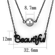 Load image into Gallery viewer, TK2628 - IP Black(Ion Plating) Stainless Steel Necklace with Synthetic Glass Bead in Gray