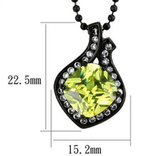 Load image into Gallery viewer, TK2629 - IP Black(Ion Plating) Stainless Steel Chain Pendant with AAA Grade CZ  in Apple Green color