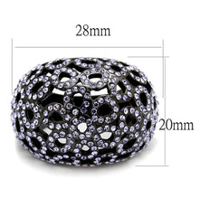 Load image into Gallery viewer, TK2642 - IP Light Black  (IP Gun) Stainless Steel Ring with Top Grade Crystal  in Tanzanite