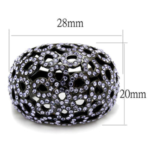 TK2642 - IP Light Black  (IP Gun) Stainless Steel Ring with Top Grade Crystal  in Tanzanite