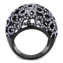 Load image into Gallery viewer, TK2642 - IP Light Black  (IP Gun) Stainless Steel Ring with Top Grade Crystal  in Tanzanite