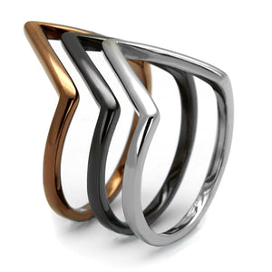 TK2649 - Three Tone (IP Light Coffee & IP Light Black & High Polished) Stainless Steel Ring with No Stone