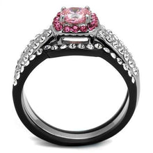 Load image into Gallery viewer, TK2651 - Two-Tone IP Black (Ion Plating) Stainless Steel Ring with AAA Grade CZ  in Light Rose