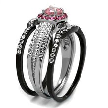 Load image into Gallery viewer, TK2651 - Two-Tone IP Black (Ion Plating) Stainless Steel Ring with AAA Grade CZ  in Light Rose