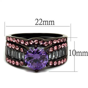 TK2652 - IP Dark Brown (IP coffee) Stainless Steel Ring with AAA Grade CZ  in Amethyst