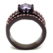 Load image into Gallery viewer, TK2652 - IP Dark Brown (IP coffee) Stainless Steel Ring with AAA Grade CZ  in Amethyst