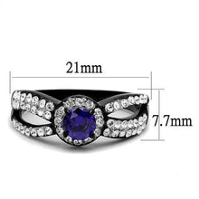 Load image into Gallery viewer, TK2653 - Two-Tone IP Black (Ion Plating) Stainless Steel Ring with AAA Grade CZ  in Tanzanite