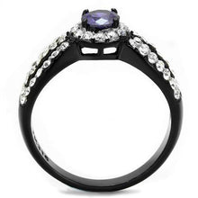 Load image into Gallery viewer, TK2653 - Two-Tone IP Black (Ion Plating) Stainless Steel Ring with AAA Grade CZ  in Tanzanite