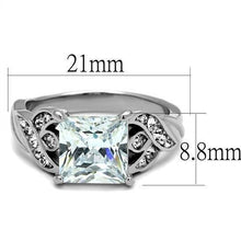 Load image into Gallery viewer, TK2657 - High polished (no plating) Stainless Steel Ring with AAA Grade CZ  in Clear