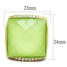 Load image into Gallery viewer, TK2661 - IP Gold(Ion Plating) Stainless Steel Ring with Synthetic Synthetic Stone in Apple Green color