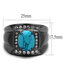 Load image into Gallery viewer, TK2662 - IP Light Black  (IP Gun) Stainless Steel Ring with Synthetic Turquoise in Sea Blue