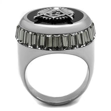 Load image into Gallery viewer, TK2666 - High polished (no plating) Stainless Steel Ring with Top Grade Crystal  in Jet